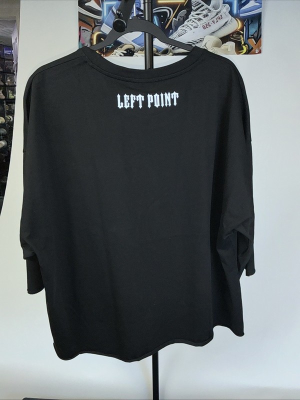 Left Point Men’s Tee OS Fit Black Rhinestone Flame Eyes Size 3xln NWT gallery