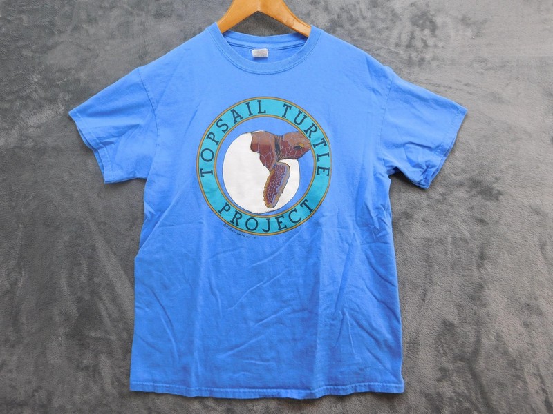 Topsail Turtle Project Shirt Mens Small Blue Sea Turtle 1991 VTG Gildan Crewneck