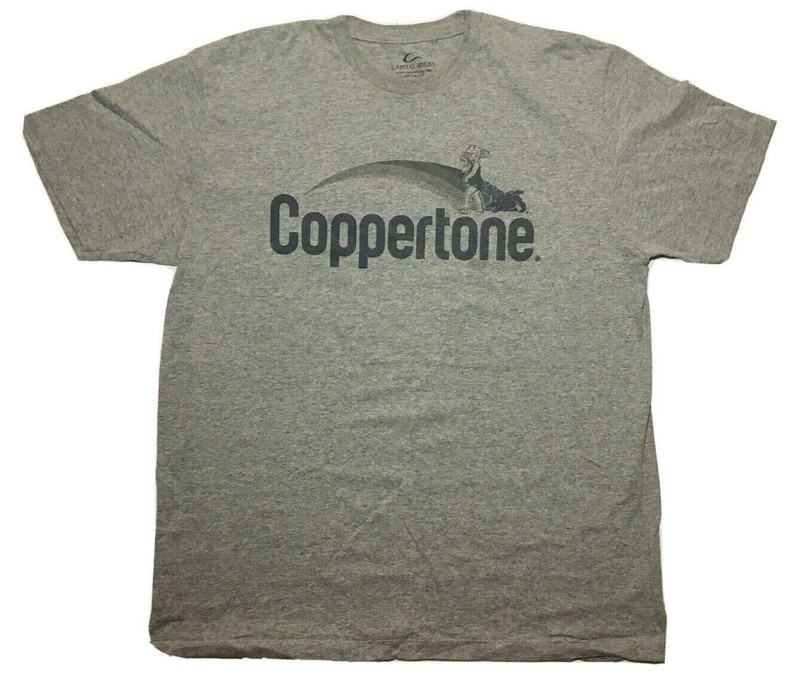 Coppertone Sunscreen T-Shirt Men Large Gray Tee Short Sleeves Made in the USA