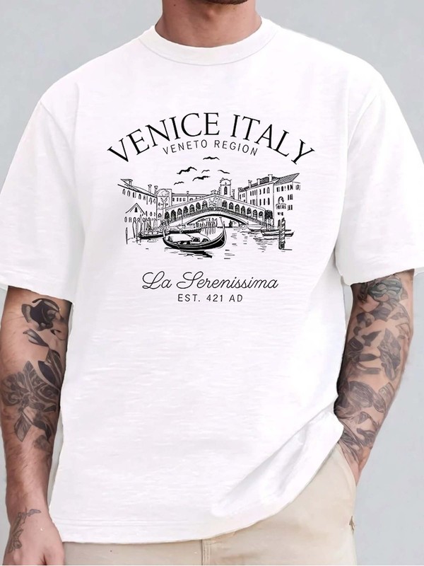 Venice Italy Vintage Travel T-Shirt – Rialto Bridge Gondola Graphic Tee