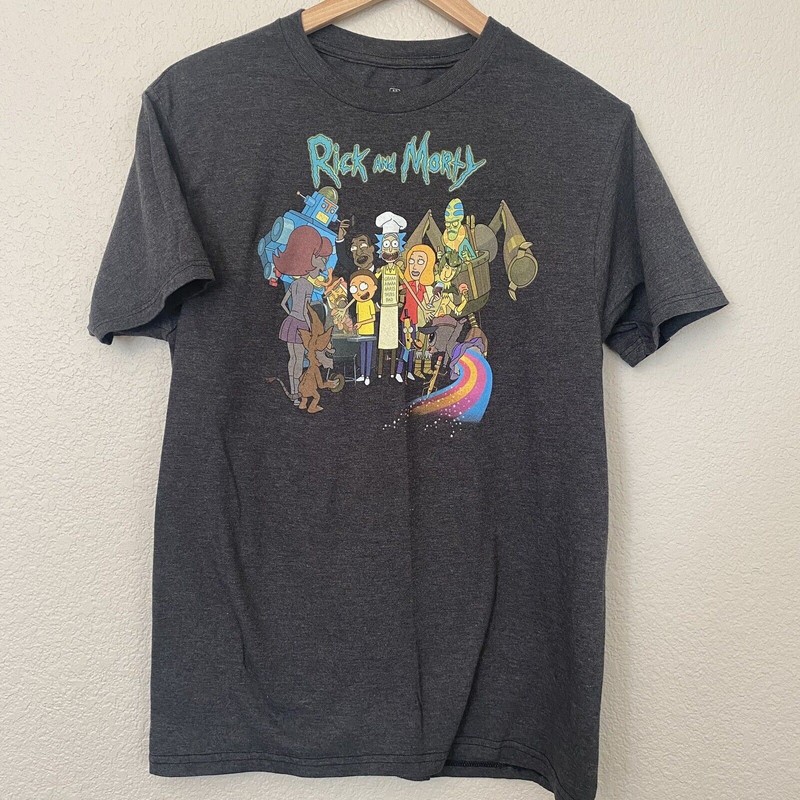Rick And Morty (Adult Swim) Cartoon Network 2020 T-Shirt Gray Size Med