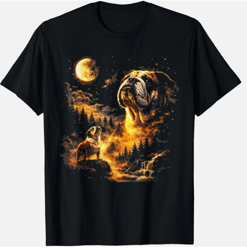 Bulldog Howling to The Moon Vintage 90s Funny Dog Graphic T Shirt unisex T Shirt