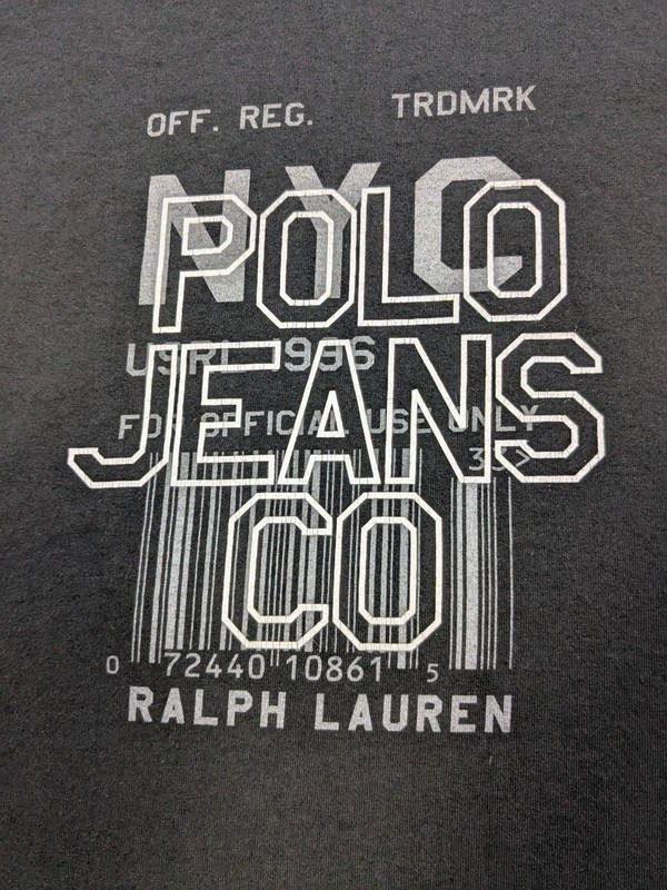 Vintage Ralph Lauren Polo Jeans Shirt Mens 1XT XL Tall Black Thermal Spell Out gallery
