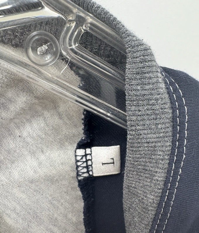 Gray And Navy Blue Long Sleeve Jersey Style Top Size Large gallery