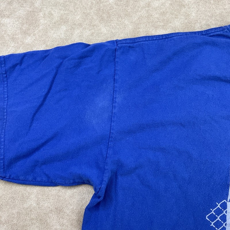 Vintage Nike T-Shirt Men Sz L Basketball Court Y2K Distressed Blue Crewneck gallery