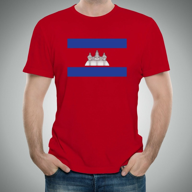 Cambodia Flag - Classic Country Home National Pride Travel T Shirt - Red gallery