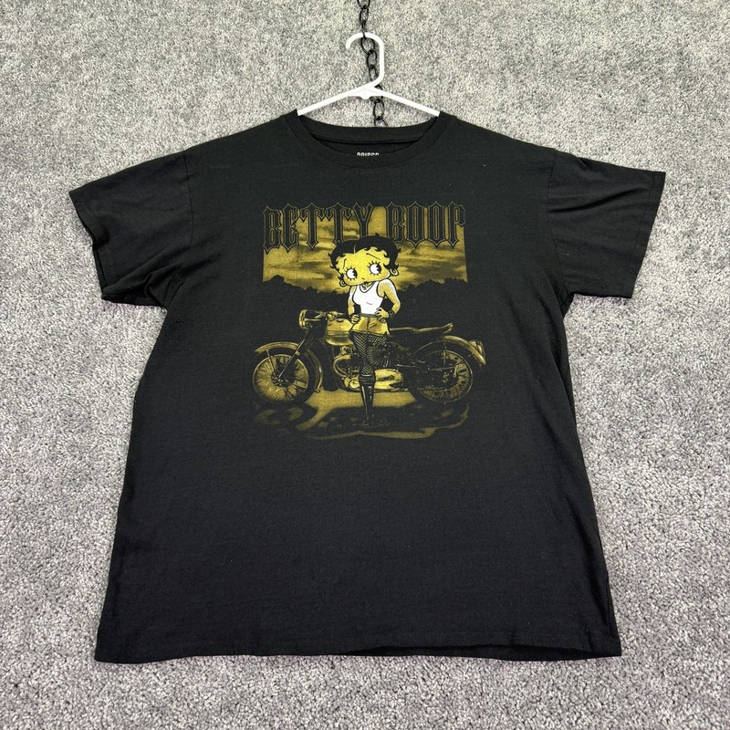 Brisco Brands Shirt Mens Large Black Betty Boop Motorcycle Graphic Tee Biker