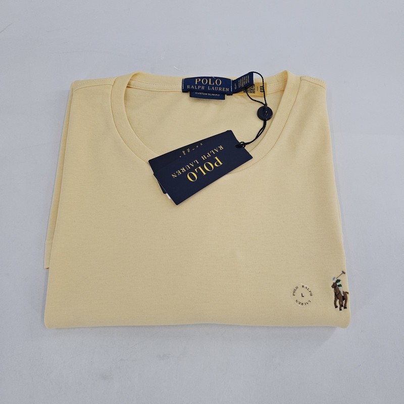 Polo Ralph Lauren Custom Slim Fit Soft T-shirt Pony Logo Mens LARGE L Yellow NEW gallery
