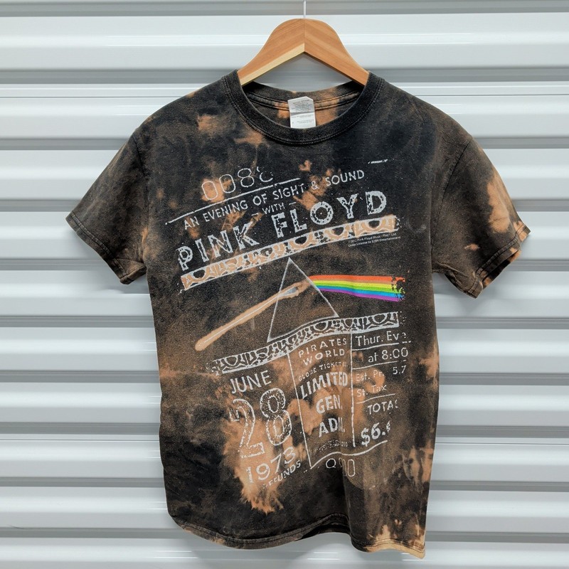 Gildan Pink Floyd T-Shirt Size S Mens Black Bleach Wash Graphic Rock Band Tee