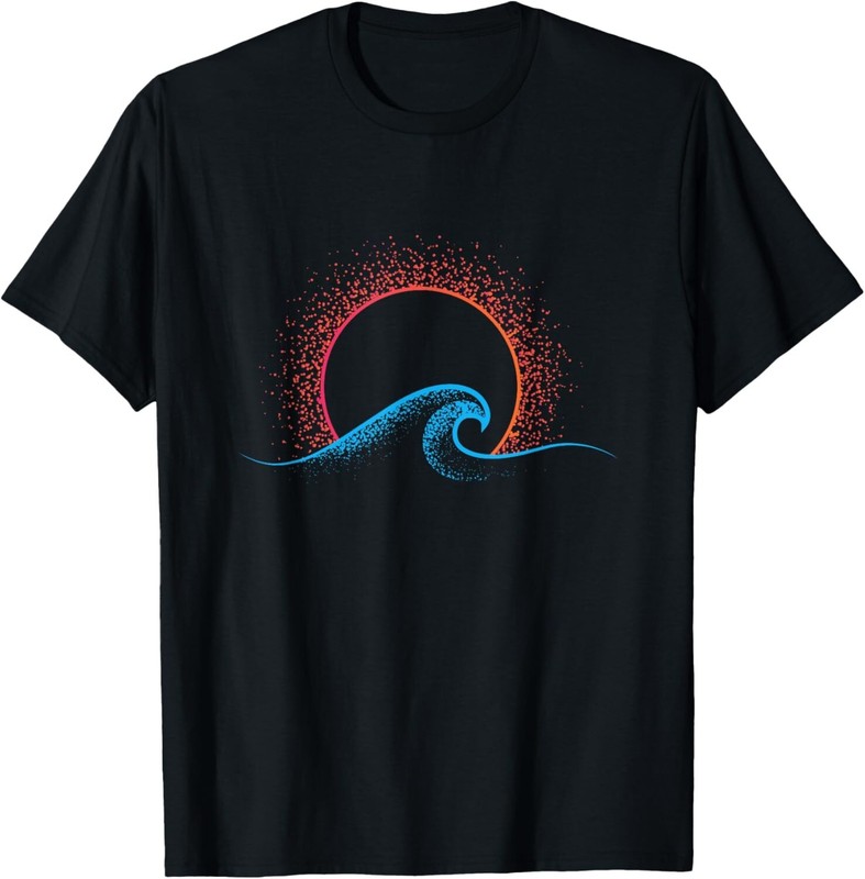 Boho Minimalist Sun Ocean Wave Art Summer Themed Gift Unisex T-Shirt