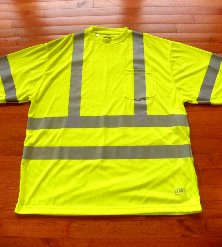 NWOT BERNE Safety Shirt Class 3 Level 2 Neon Yellow Reflective Stripe 2X gallery