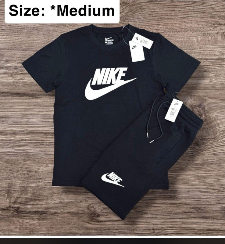 Nike Men's 2-Piece T-Shirt & Shorts Set Black/White Logo Size Medium