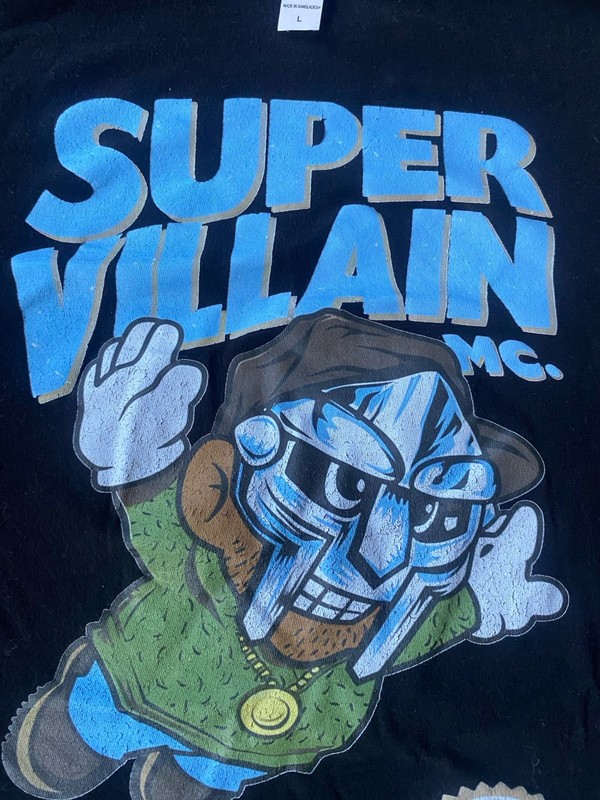 SUPER VILLAIN MC Vintage MF Doom T-shirt Unisex L Black 100% Cotton Hip Hop