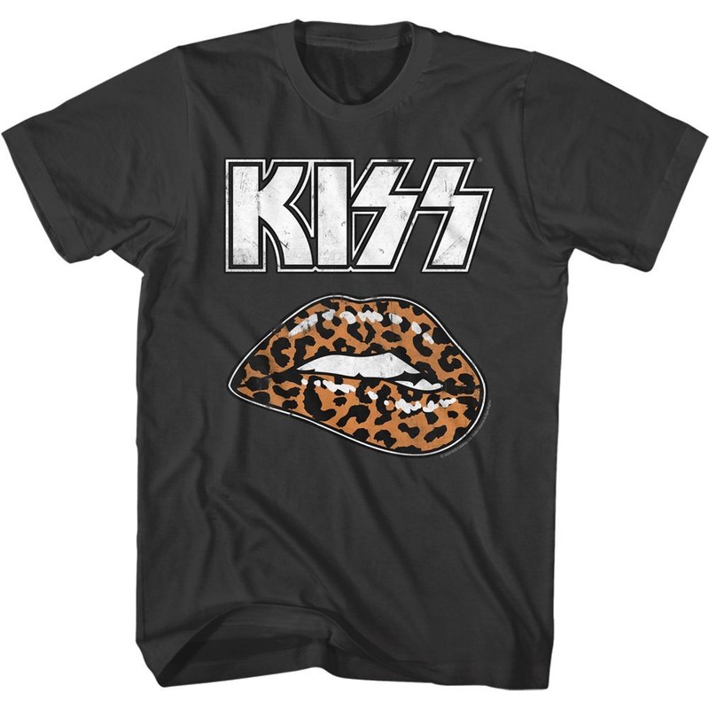 Kiss Leopard Lip Smoke Rock and Roll Music Band Shirt