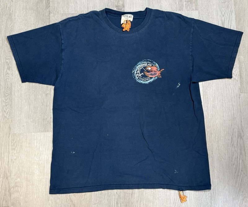 Vintage 90s Pirana Joe Cozumel Mexico T-Shirt Men’s Size XL Fish Shaped Tags