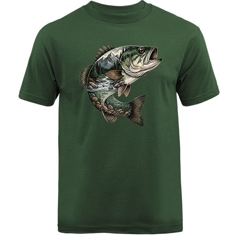 Mountain River Bass Fishing Outdoor Sports T-shirt
