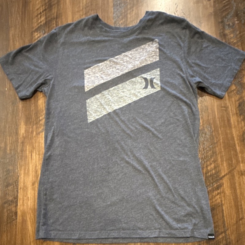 Hurley Men’s Gray Graphic Logo Crew Neck Short Sleeve T-Shirt, Size L
