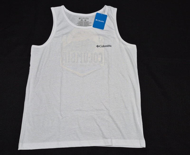 Columbia Men’s Outdoor Graphic White Tank Top Black Sleeveless Sports