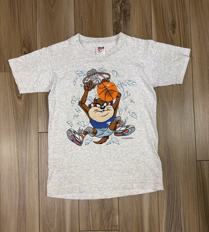 Vintage 90s Taz Looney Tunes T-Shirt Mens Large Basketball Double Sided NBA