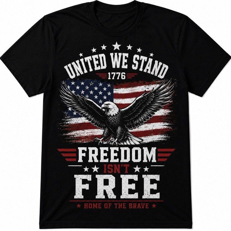 Patriot Apparel t-shirt for men 4th of July USA flag eagle graphic black