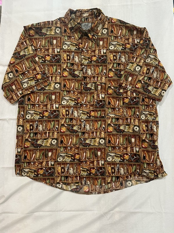 Body Objects Shirt Mens 3XB Fishing Outdoor Nature Tackle Box Button Up Made USA