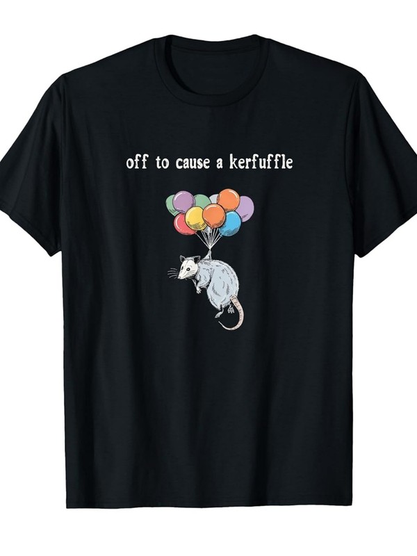 Off to Cause A Kerfuffle Funny Opossum T-Shirt – Retro Quirky Weird Animals