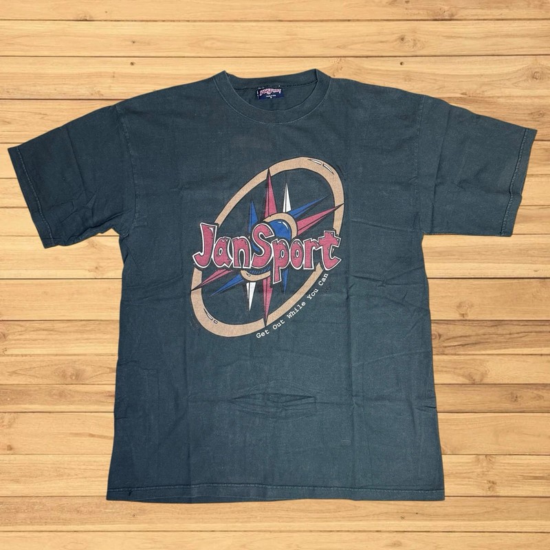 Vintage 90s JanSport Worldwide Mountain Outfitters Outdoor Graphic Shirt USA