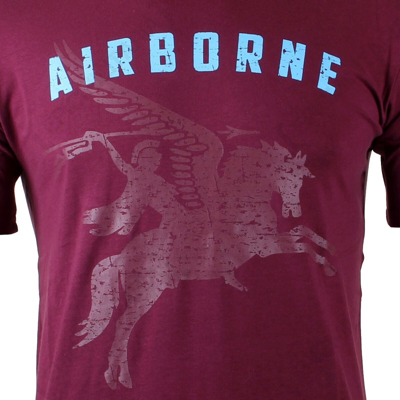 Maroon Pegasus Large Logo Airborne T-Shirt British 6th Airborne Division Cotton gallery