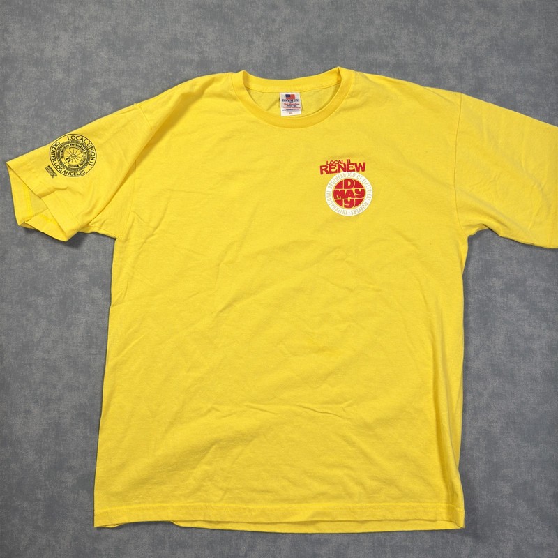 Bayside Shirt Mens XL Yellow IBEW Local 11 May Day BBQ Cornhole Graphic Tee