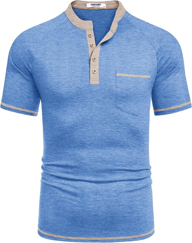 Men Short Sleeve Henley Button Tees Casual Vintage Summer T Shirts with Pocket gallery