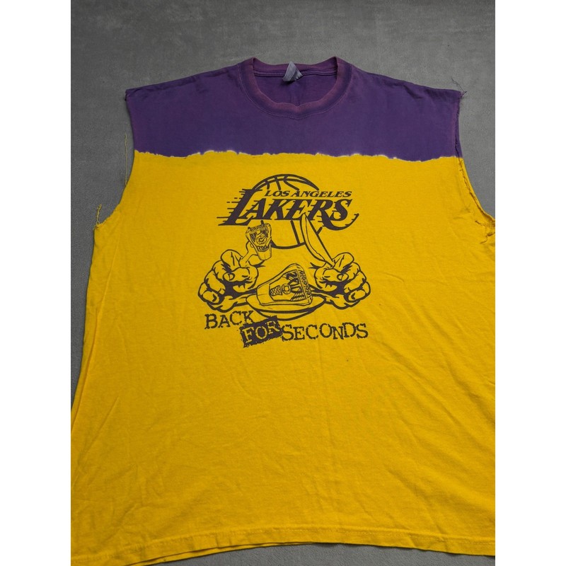 Los Angeles Lakers Back For Seconds Sleeveless T Shirt Anvil XL Yellow Purple