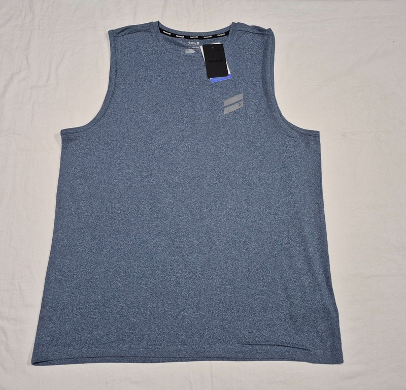 Hurley Men’s Exist Breathe Performance Tank top Poly Gladiator Submarine Blue