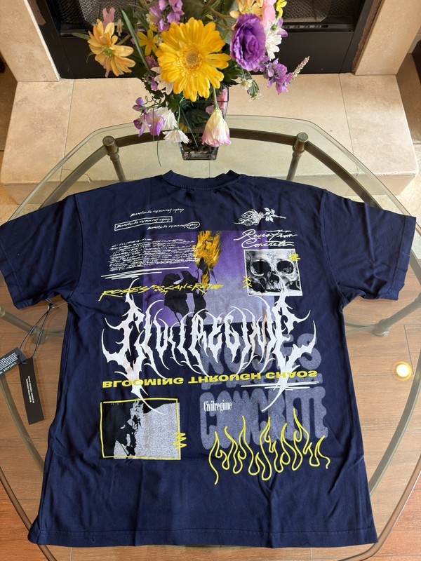Size M – Civil Regime Roses From Concrete Skull Oversized T-Shirt