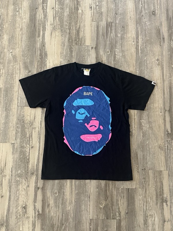 A BATHING APE BAPE LAVA HEAD LOGO T SHIRT SZ XL UPSIDE DOWN RARE