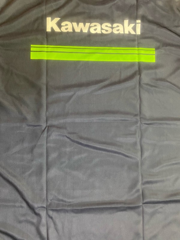 Men XL Motorcycle Quick Drying T-Shirt With Kawasaki Logo Navy/ Green gallery