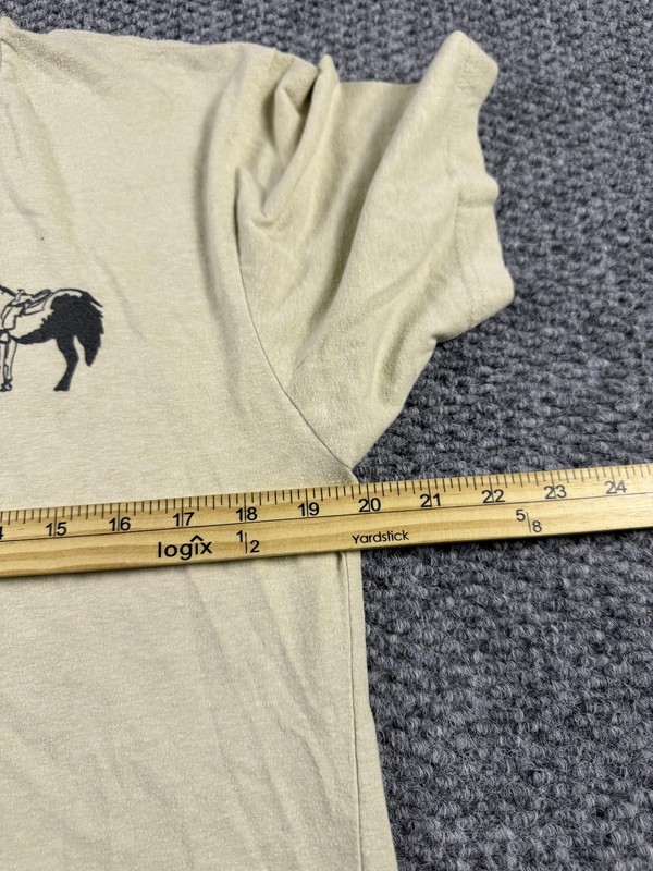 Poncho Shirt Mens Large Beige Cowboy Horse Graphic Tee Western Outdoors Casual gallery