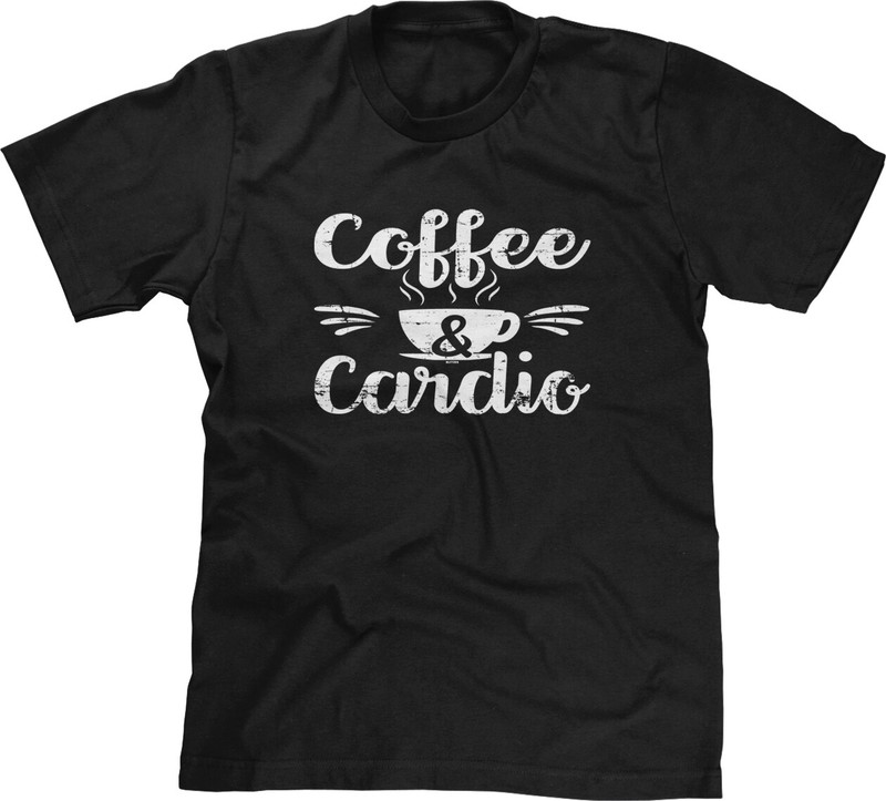 Coffee and Cardio Workout Fitness Exercise Gym Humor Funny Saying Mens Tee