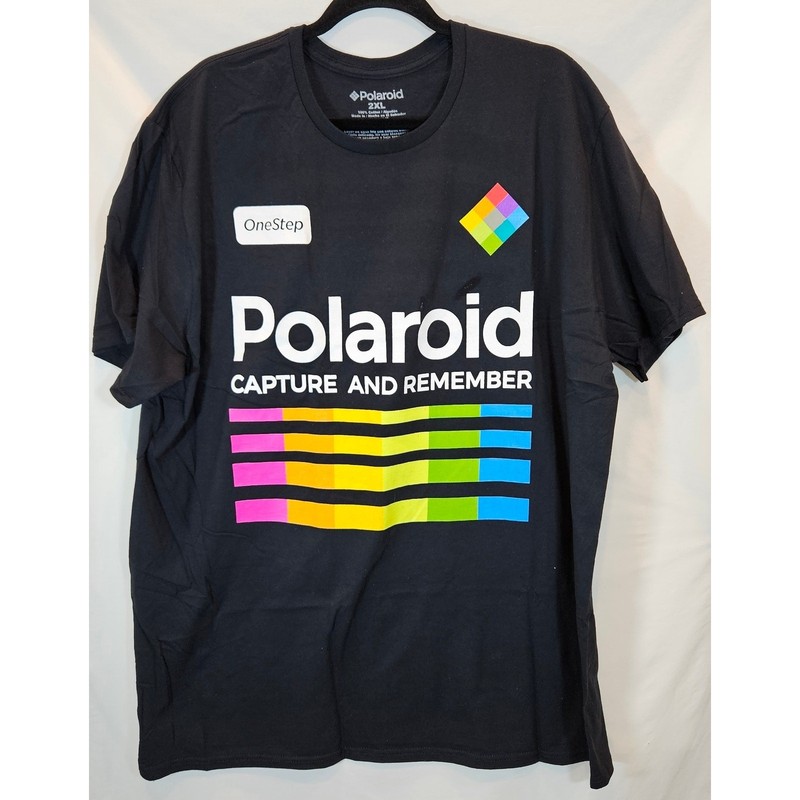 C-Life Polaroid Rainbow Spectrum Graphic T Shirt 2XL NWOT Black