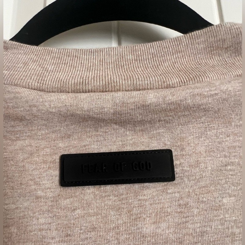 Fear of God Essentials Shirt Mens XS Heather Sand Tan Crewneck Tee FOG Boxy FW23 gallery