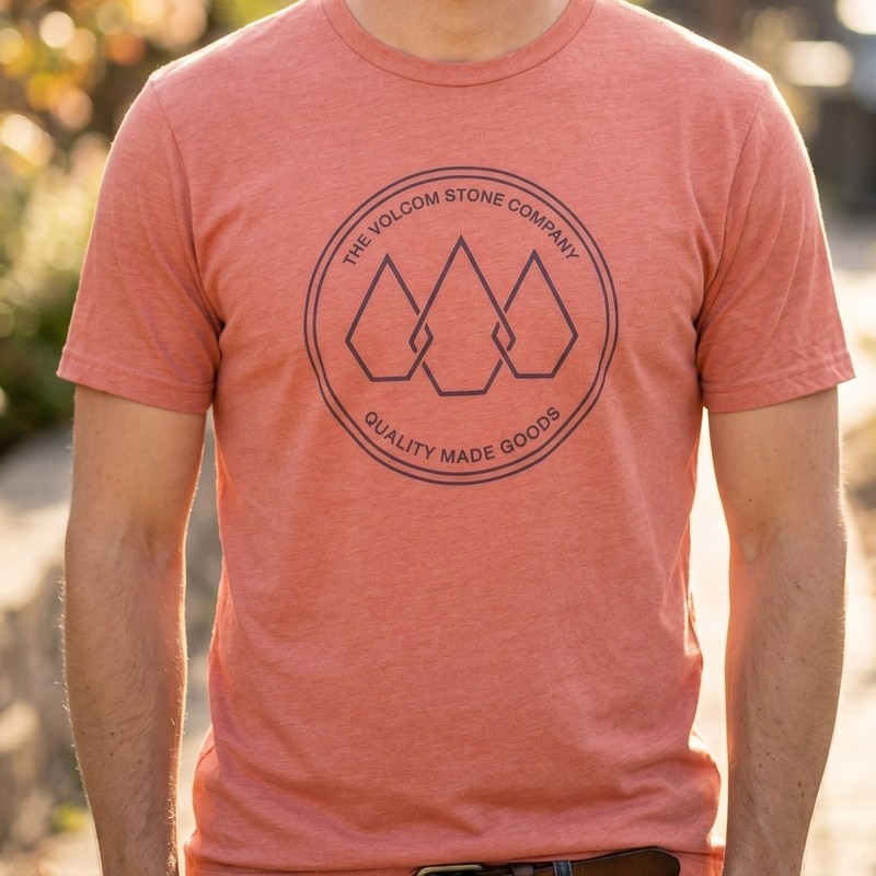 Volcom Stone Company Graphic T-Shirt Mens Modern Fit Heather Rust Orange Medium