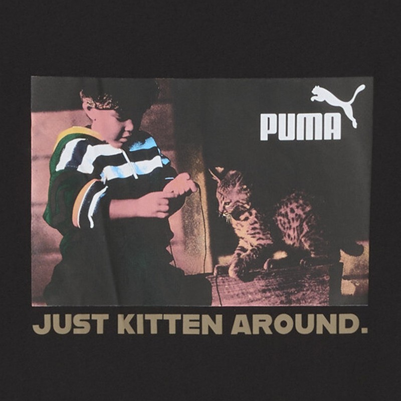 PUMA Kitten Graphic Crew Neck Short Sleeve T-Shirt Mens Black Casual Tops 684441 gallery