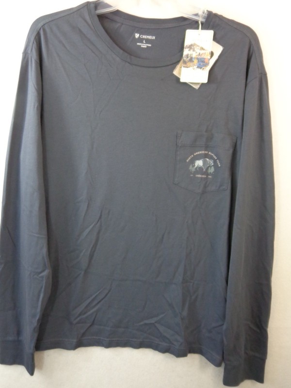 Cremieux T Shirt Men’s L Blue Long Sleeve Graphic Double Sided New With Tags