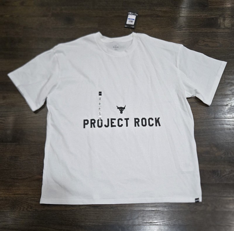 New Under Armour Project Rock Loose White T-Shirt Men’s Size XL 1386892-100