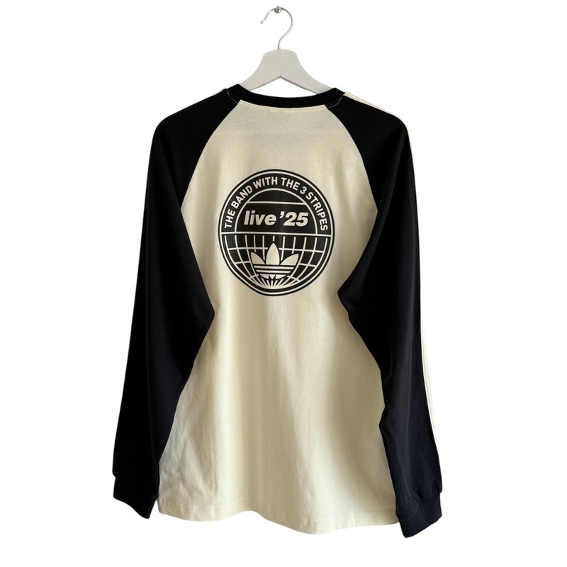 Adidas x Oasis Tour 3 Stripes Long Sleeve T Shirt Cream Black Men M gallery