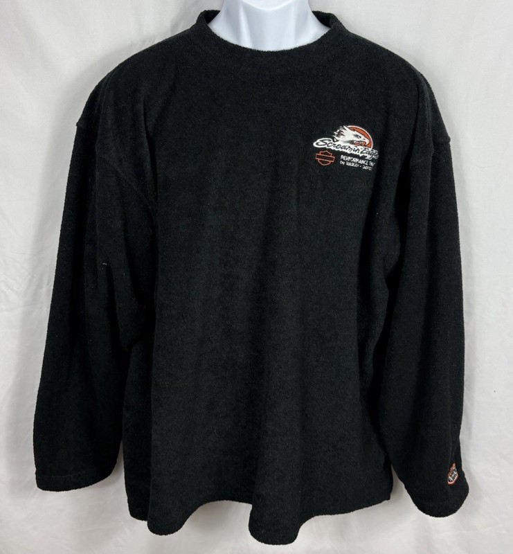 Vintage Harley Davidson Screamin Eagle Long Sleeve Black Fleece Shirt Men’s XL