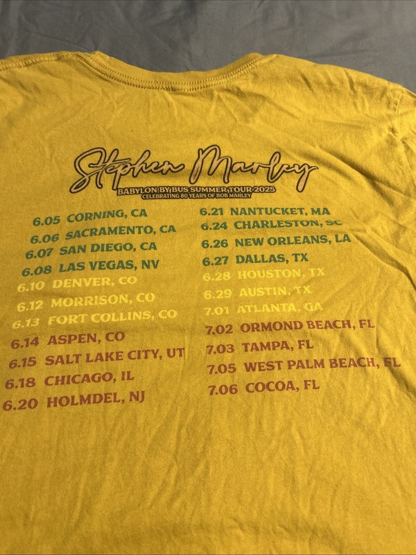 Stephen Marley Summer 2025 Concert T-Shirt Size XL gallery