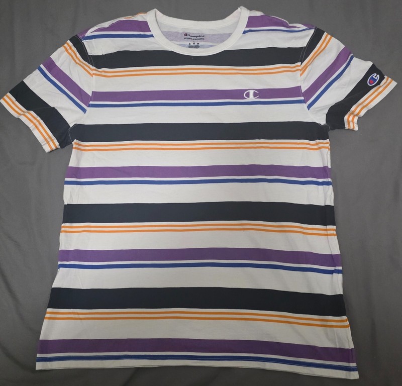 Champion Authentic Athleticwear Large Mens Striped Shirt Nike Under Armour Fila