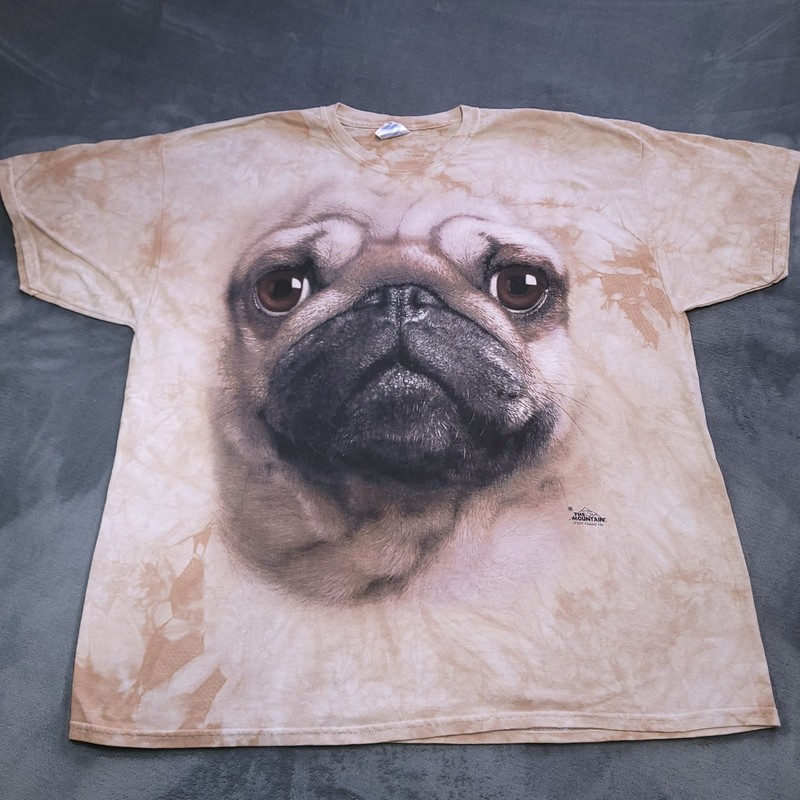 The Mountain Tie Dye Funny Pug Face Graphic 2XL Dog Puppy Humor Shirt