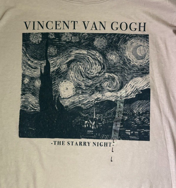 Vincent Van Gogh Shirt Mens XL Beige The Starry Night Graphic Mighty Fine Tee