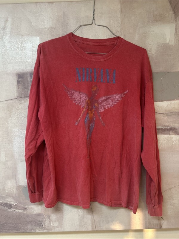 Urban Outfitters Men’s Size Large L Nirvana Pigment Dye Red Long Sleeve Tshirt